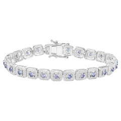 Tanzanite Tennis Bracelet 2.40 Carats Rhodium Plated Sterling Silver