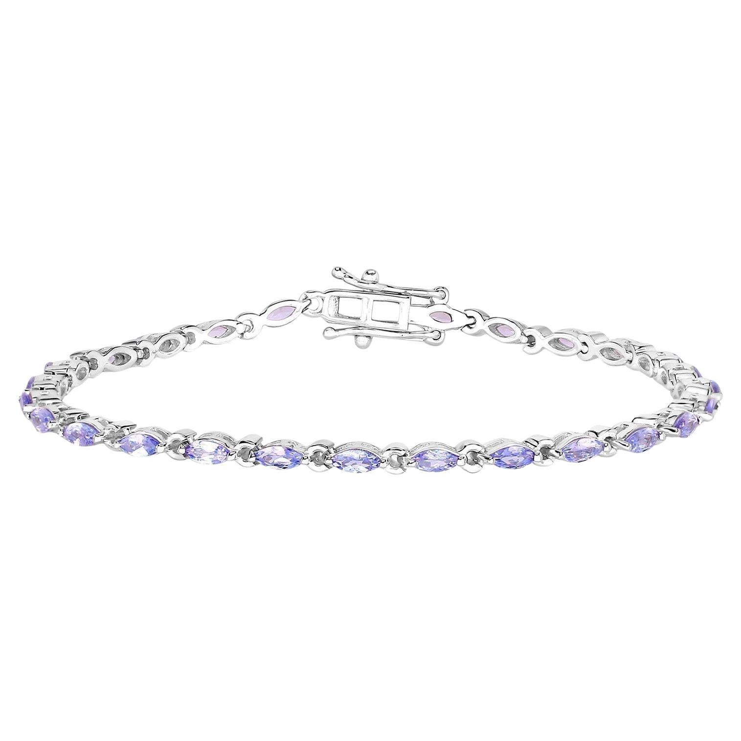 Tanzanite Tennis Bracelet 3.75 Carats Sterling Silver