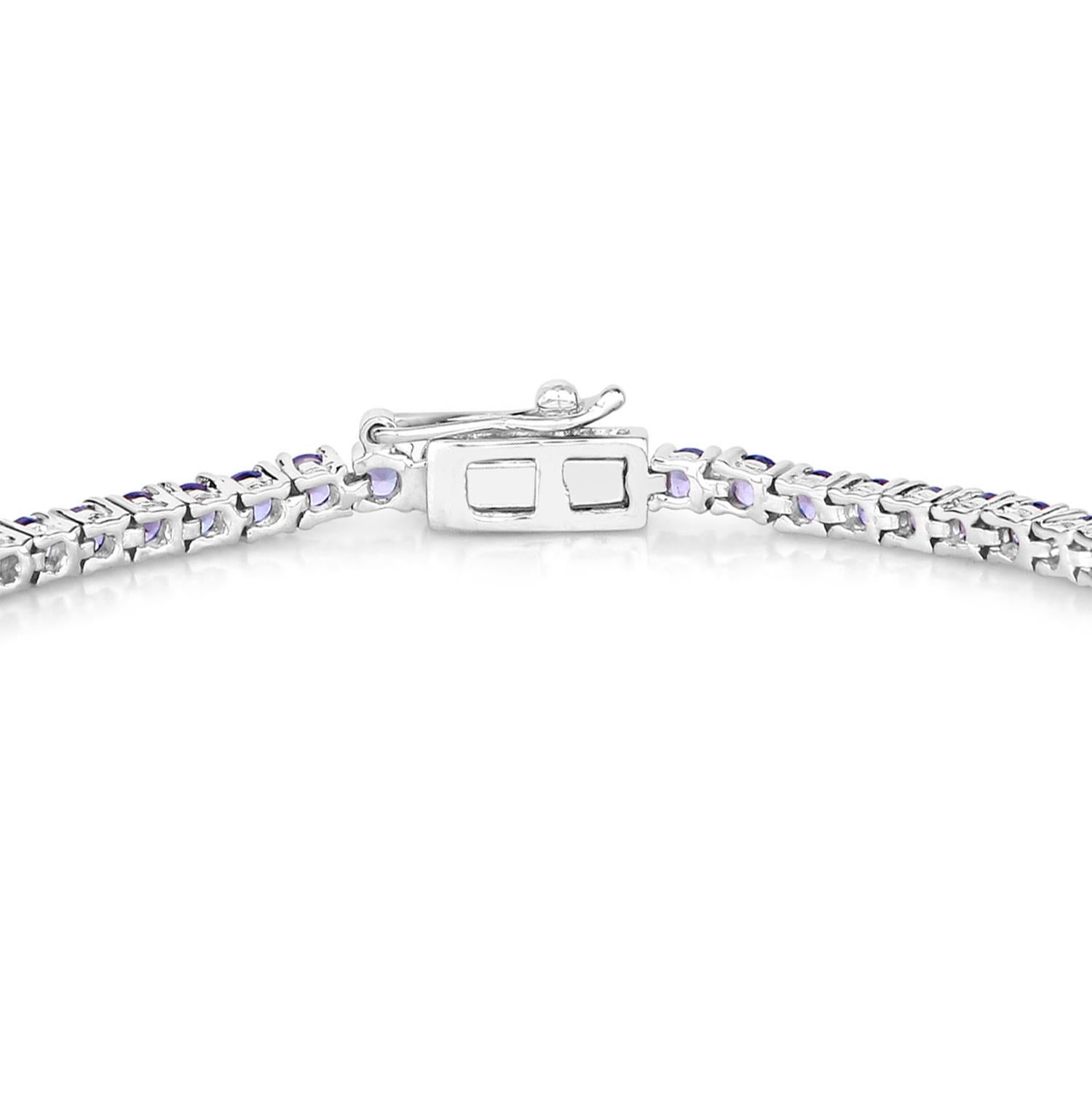 Taille ronde Bracelet tennis en argent sterling 4.32 carats en vente