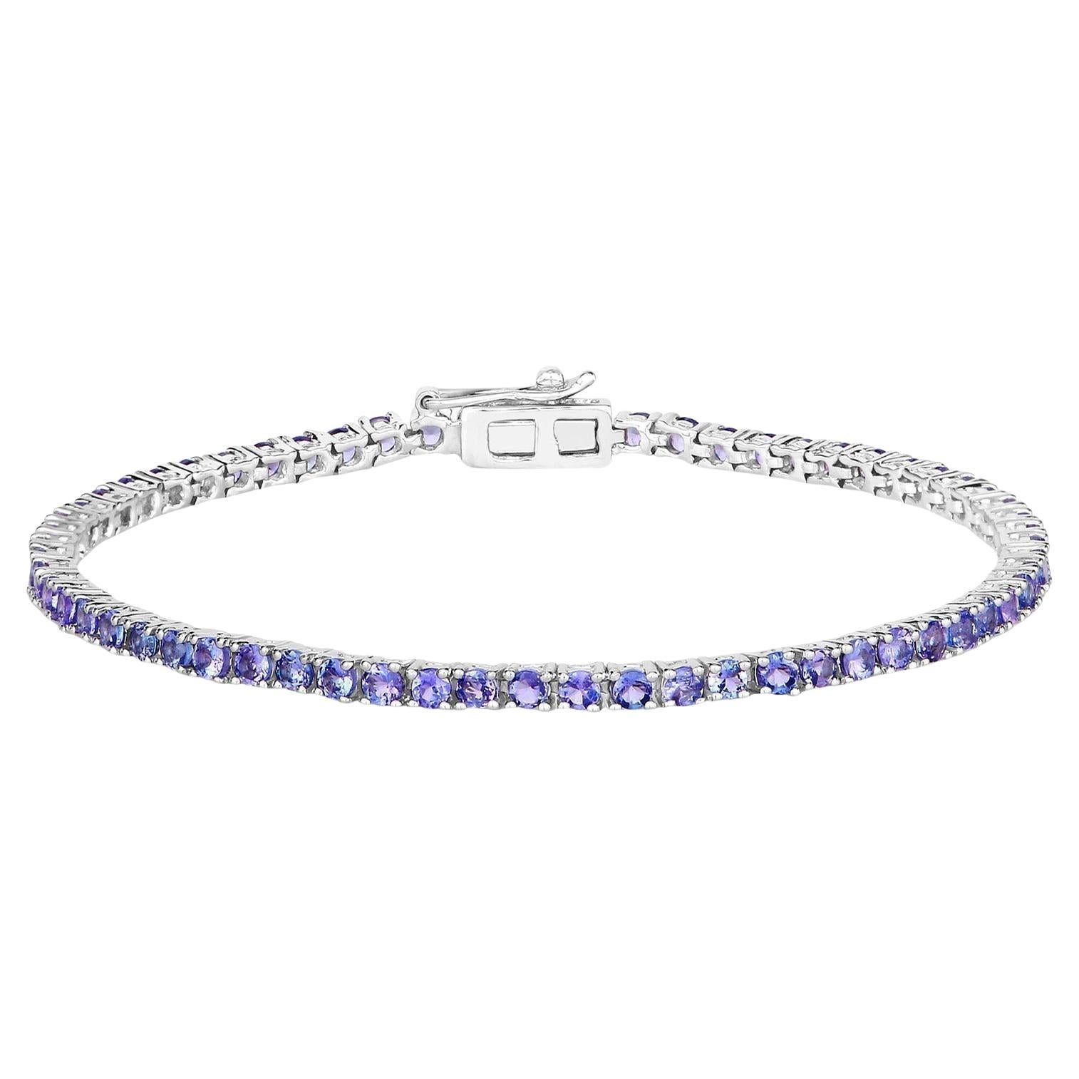 Tanzanite Tennis Bracelet 4.32 Carats Sterling Silver