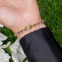 Tanzanite Tennis Bracelet 4.5 Carats 14K Yellow Gold Plated Silver