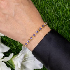 Tanzanite Tennis Bracelet 4.5 Carats 14K Yellow Gold Plated Silver