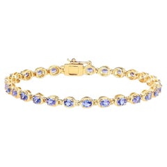 Tanzanite Tennis Bracelet 4.5 Carats 14K Yellow Gold Plated Silver
