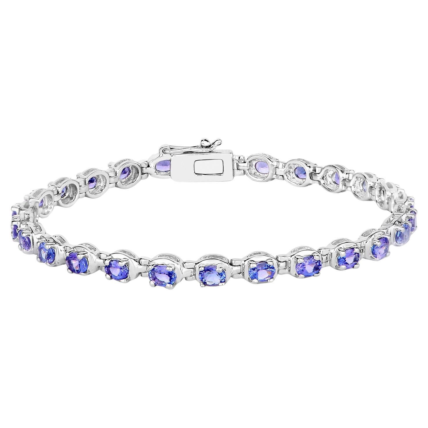 Bracciale tennis con tanzanite 4.58 carati in argento sterling in vendita