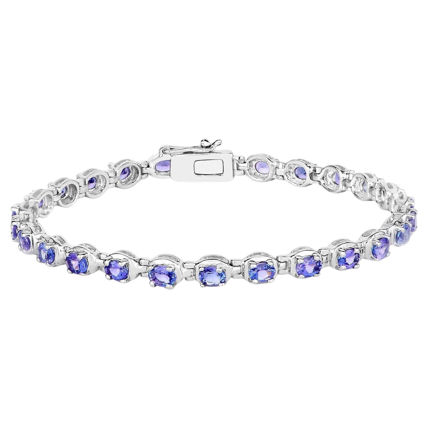 Tanzanite Tennis Bracelet 4.58 Carats Sterling Silver