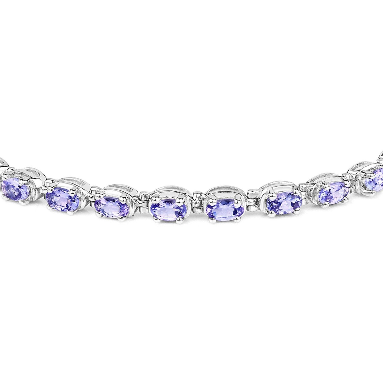 Contemporain Tanzanite Tennis Bracelet 6 Carats Sterling Silver en vente