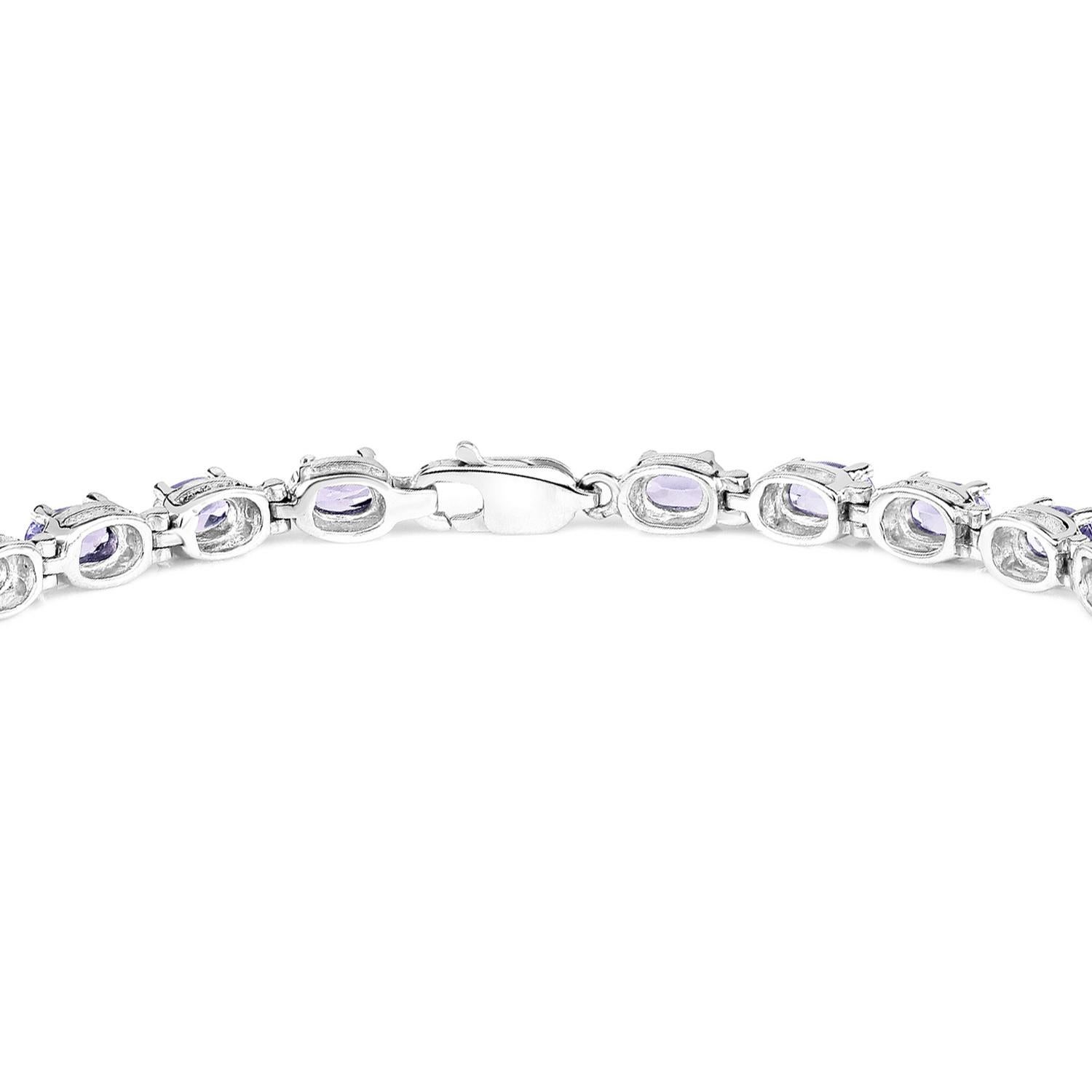 Taille ovale Tanzanite Tennis Bracelet 6 Carats Sterling Silver en vente