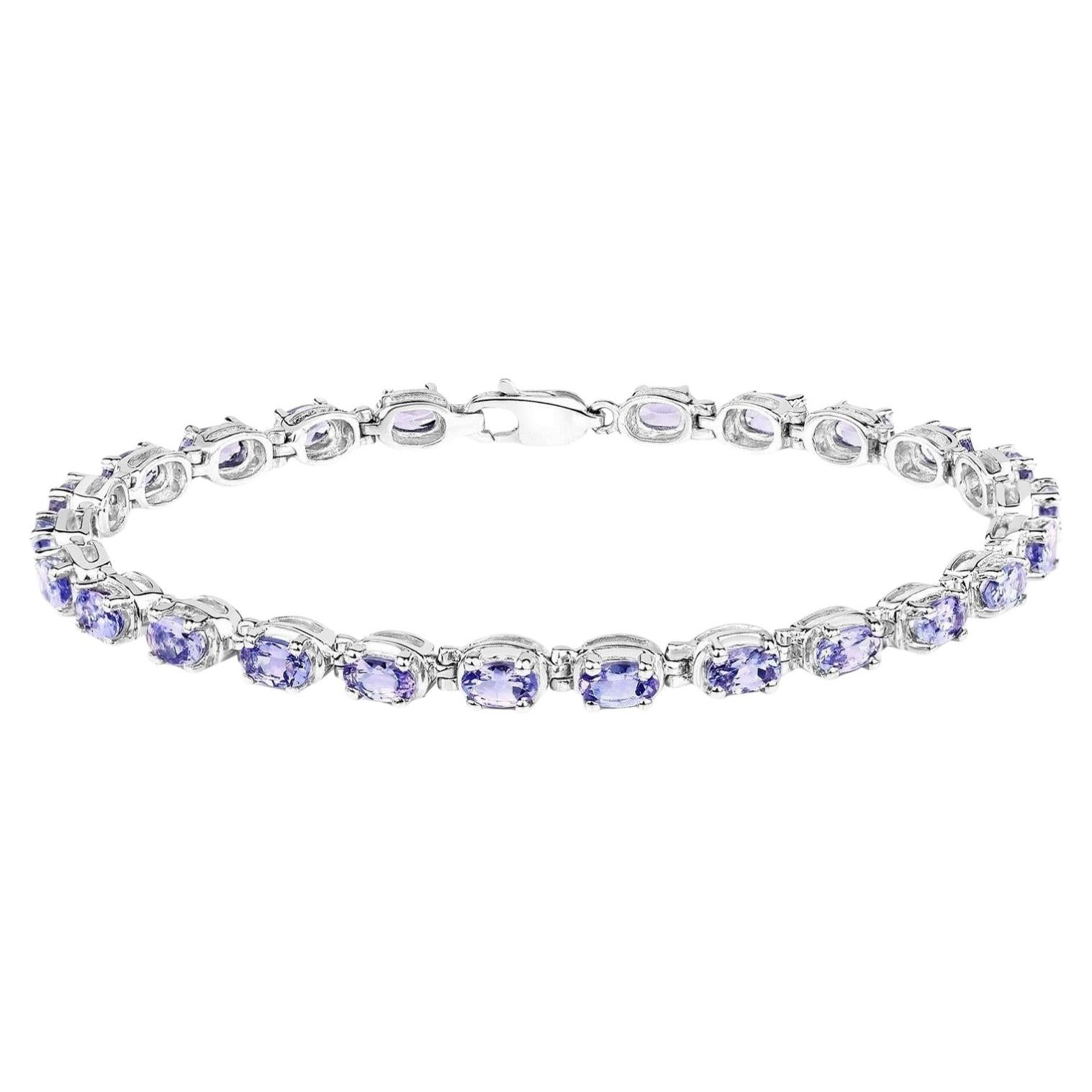 Tanzanite Tennis Bracelet 6 Carats Sterling Silver