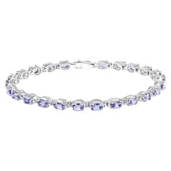 Tanzanite Tennis Bracelet 6 Carats Sterling Silver