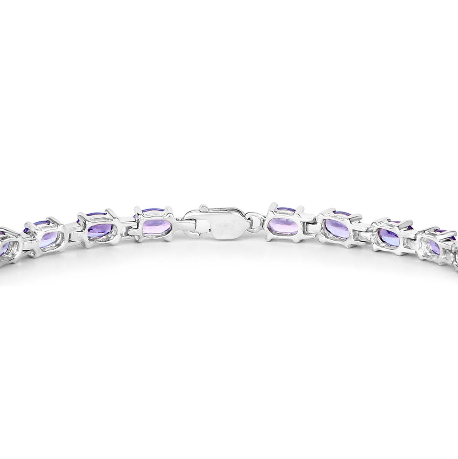 Taille ovale Bracelet tennis en argent sterling 6.2 carats en vente