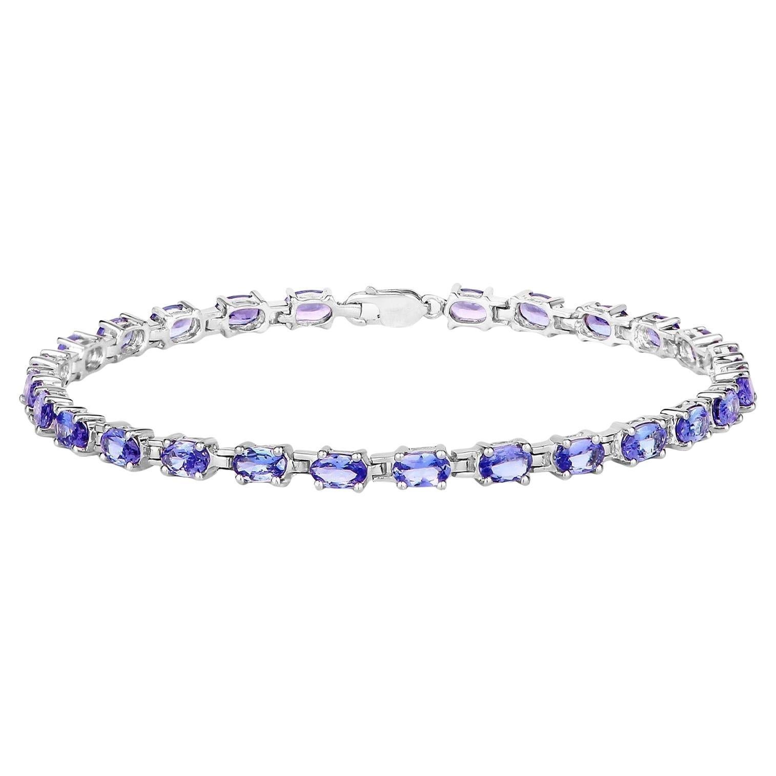 Tanzanite Tennis Bracelet 6.2 Carats Sterling Silver