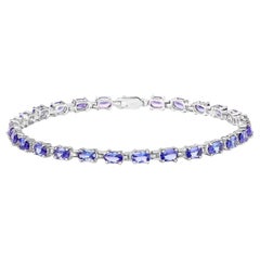 Tanzanite Tennis Bracelet 6.2 Carats Sterling Silver