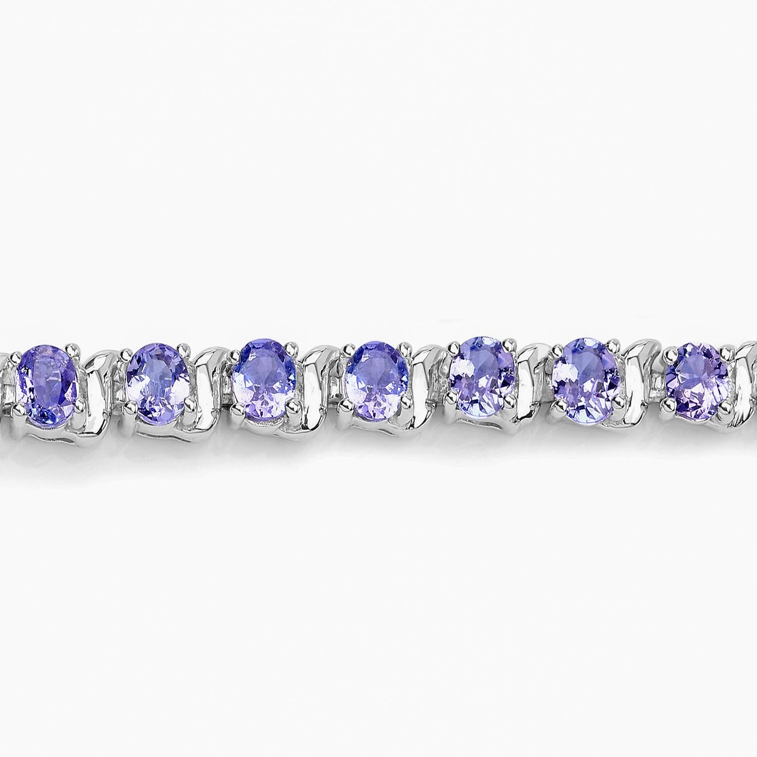 Taille mixte Bracelet tennis en argent sterling 6.45 carats en vente
