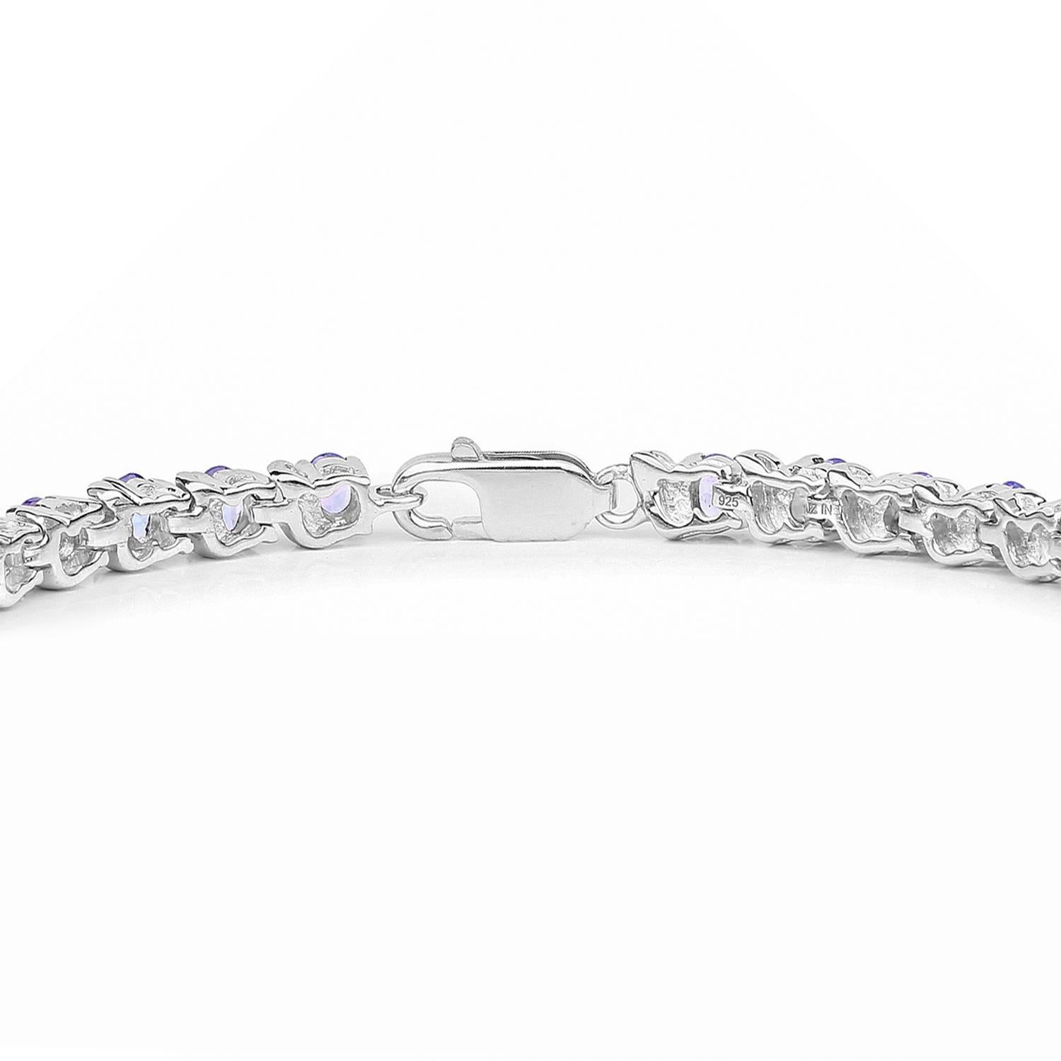 Tansanit-Tennisarmband 6.45 Karat Sterlingsilber im Zustand „Hervorragend“ im Angebot in Punta Gorda, FL