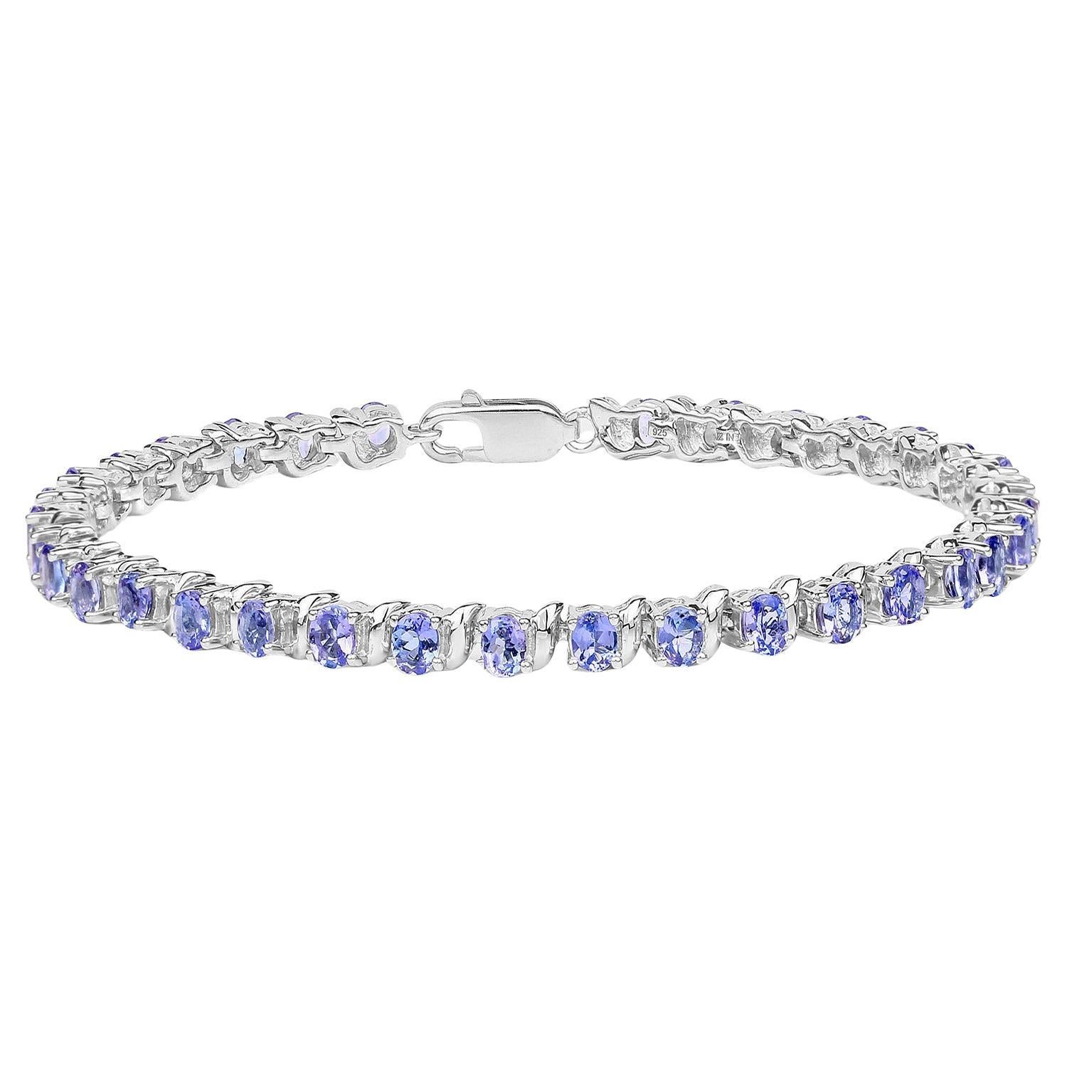 Bracelet tennis en argent sterling 6.45 carats