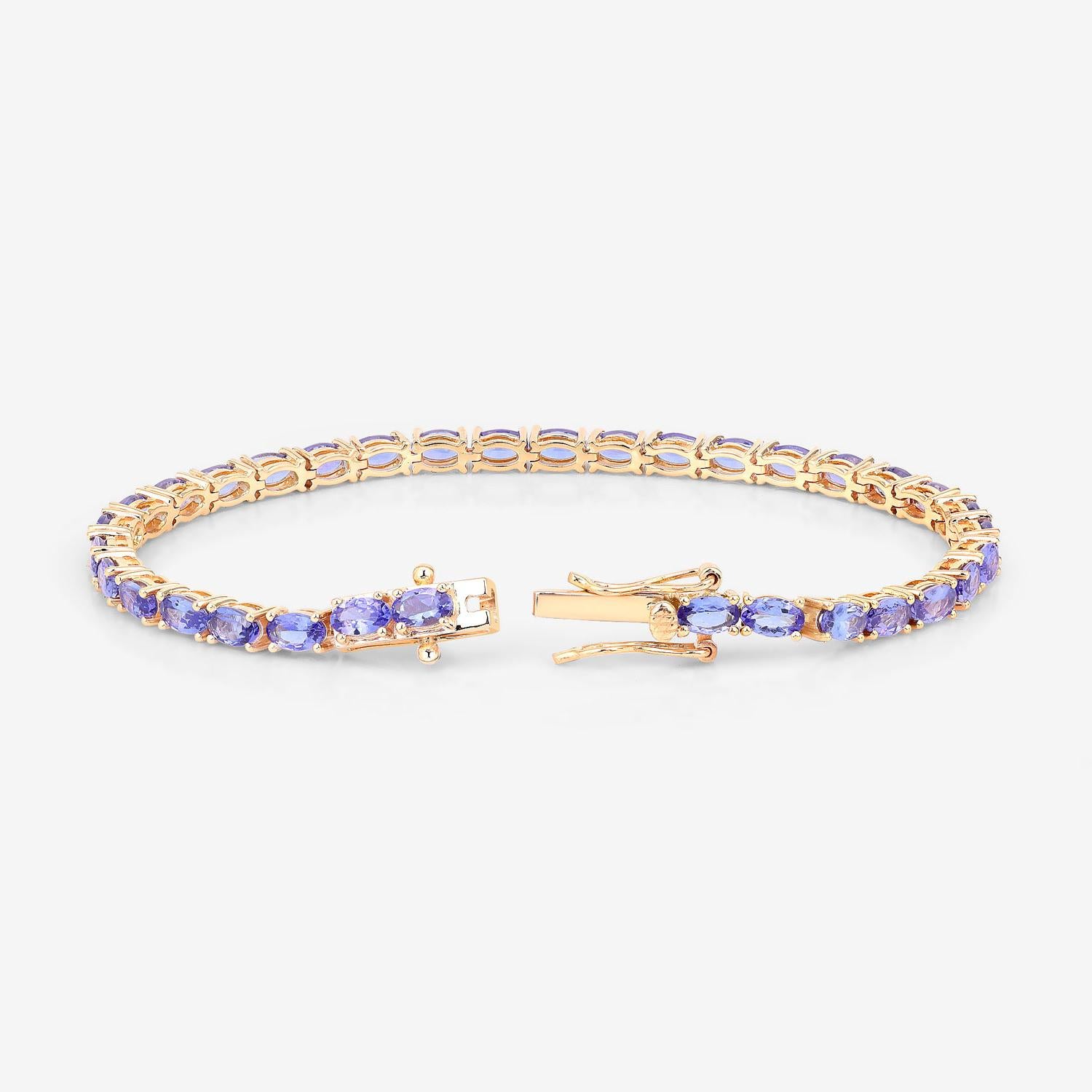 Pulsera Tenis Tanzanita 7 Quilates Oro Amarillo 14K en Excelente estado para la venta en Punta Gorda, FL