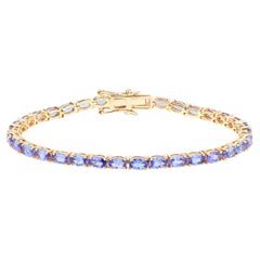 Tanzanite Tennis Bracelet 7 Carats 14K Yellow Gold