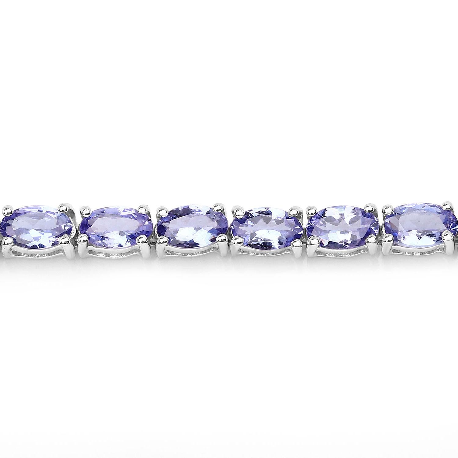Taglio ovale Bracciale tennis con tanzanite 8.74 carati in argento sterling in vendita
