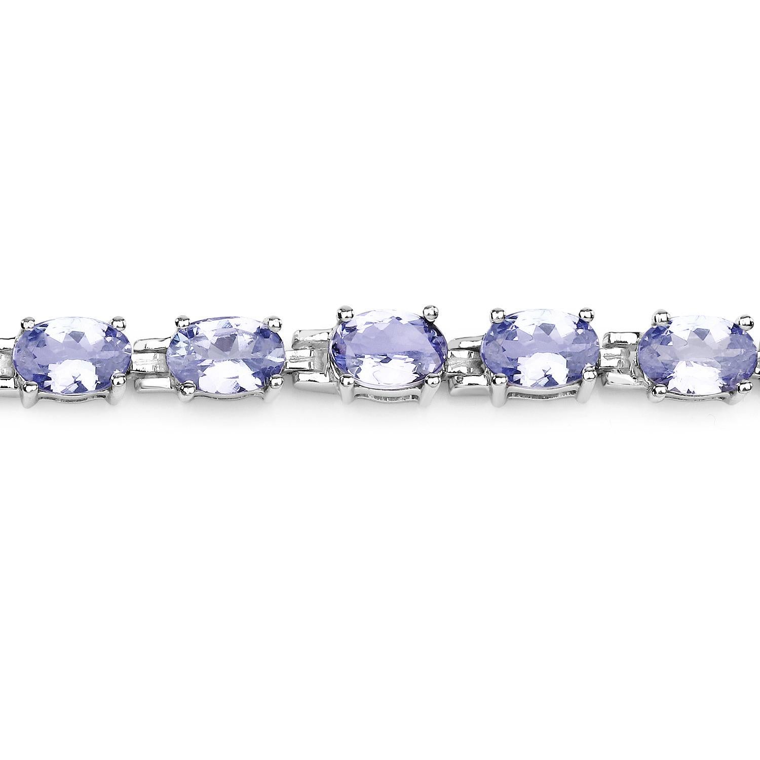Contemporary Tanzanite Tennis Bracelet 9.7 Carats Sterling Silver For Sale