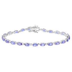 Tanzanite Tennis Bracelet Diamonds 5.1 Carats 14K White Gold