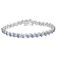 Tanzanite Tennis Bracelet Diamonds 5.45 Carats Sterling Silver