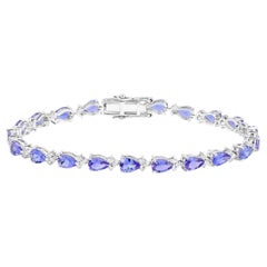 Tanzanite Tennis Bracelet Diamonds 8.2 Carats 14K White Gold