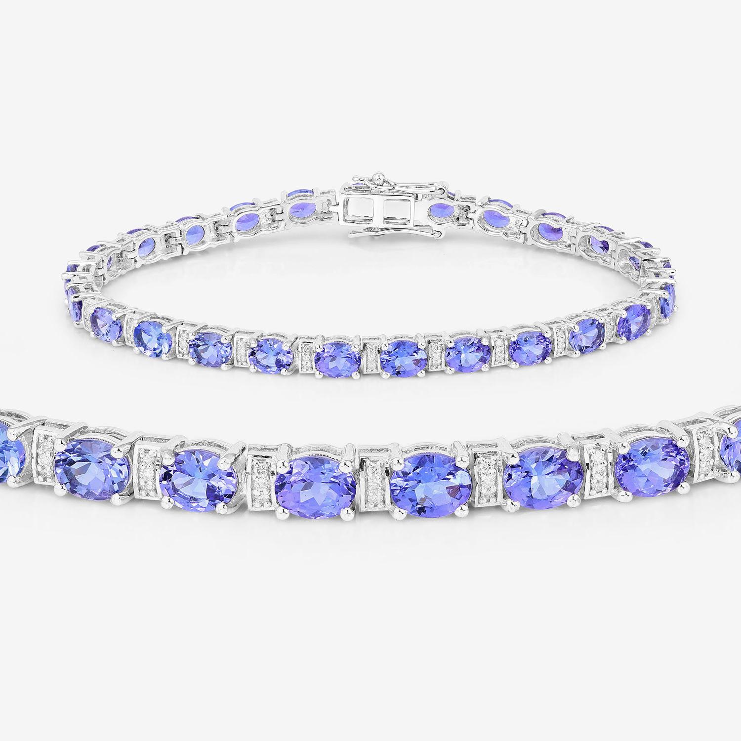 Brazalete de tanzanita diamantes 8,5 quilates oro blanco de 14 quilates Contemporáneo en venta
