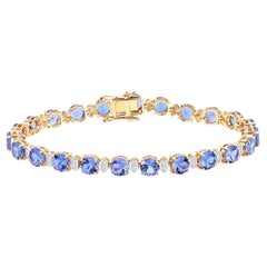 Bracciale Tennis Tanzanite Diamanti 9,8 Carati Oro Giallo 14K