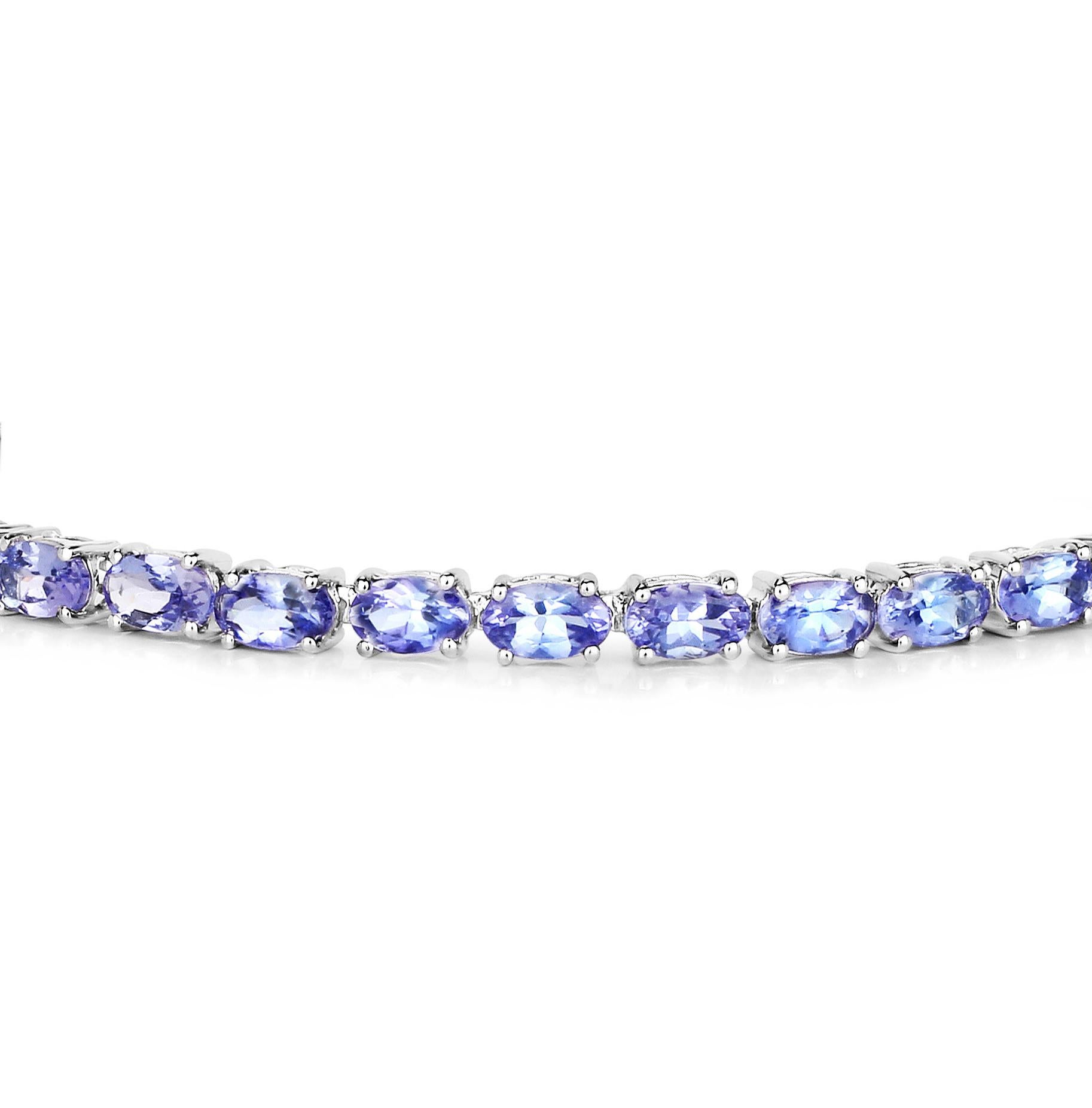 Contemporary Tanzanite Tennis Bracelet Oval Cut 7.2 Carats 14K White Gold For Sale