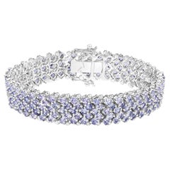 Bracelet tennis en argent sterling taille ronde 14,70 carats