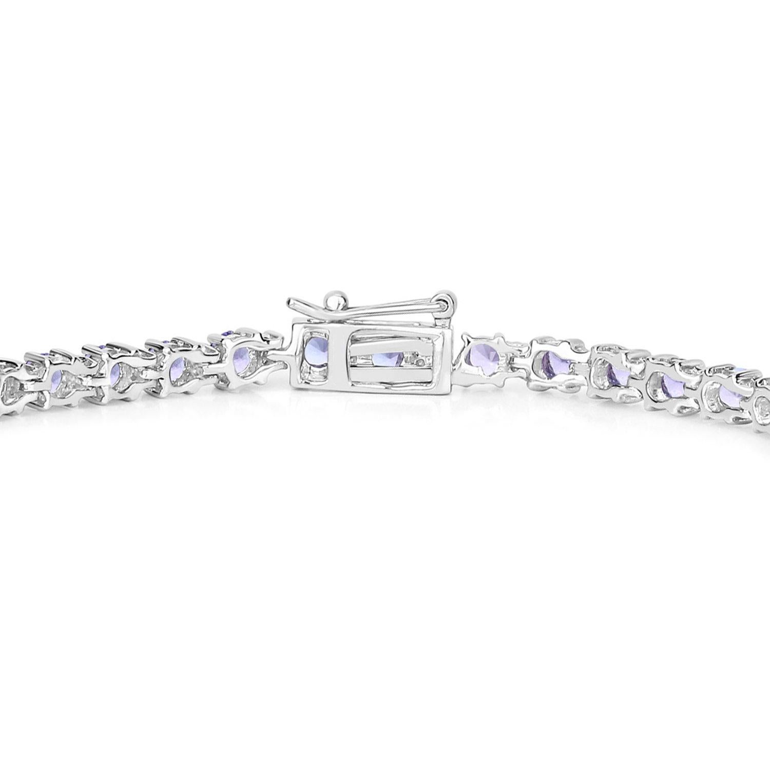 Taglio misto Bracciale Tennis Tanzanite Topazio Bianco 4,3 Carati Argento in vendita
