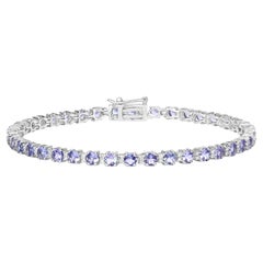 Tanzanite Tennis Bracelet White Topaz 4.3 Carats Silver