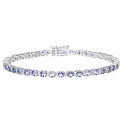 Tansanit Tennis-Armband Weißer Topas 4,3 Karat Silber