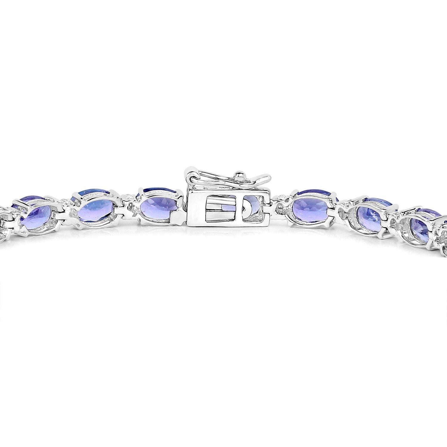Tanzanite Tennis Bracelet With Diamonds 10.87 Carats 14K White Gold In Excellent Condition For Sale In Laguna Niguel, CA