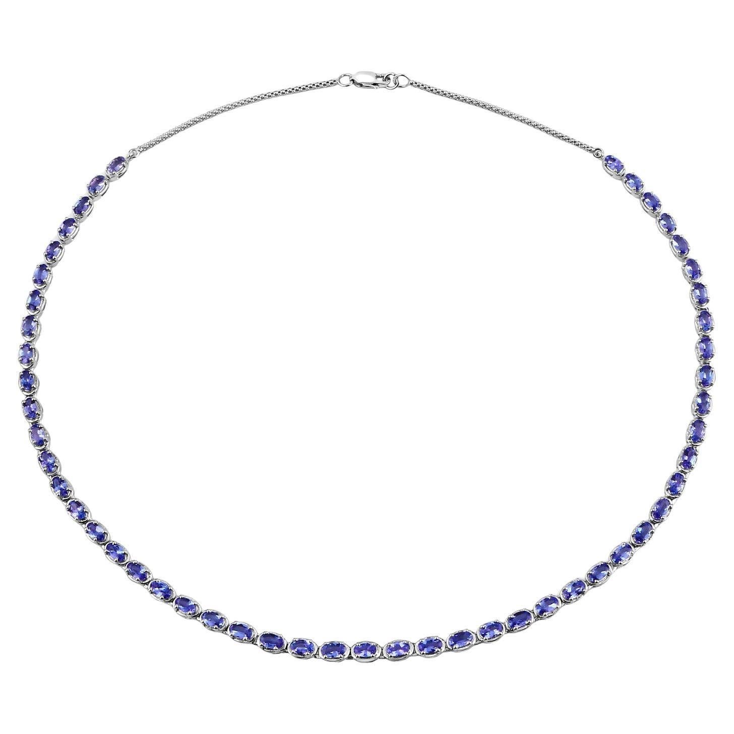 Collana Tennis di tanzanite 10 carati in argento sterling in vendita 4