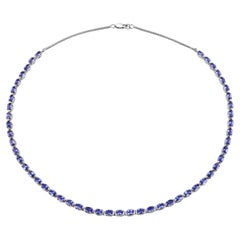 Tanzanite Tennis Necklace 10 Carats Sterling Silver