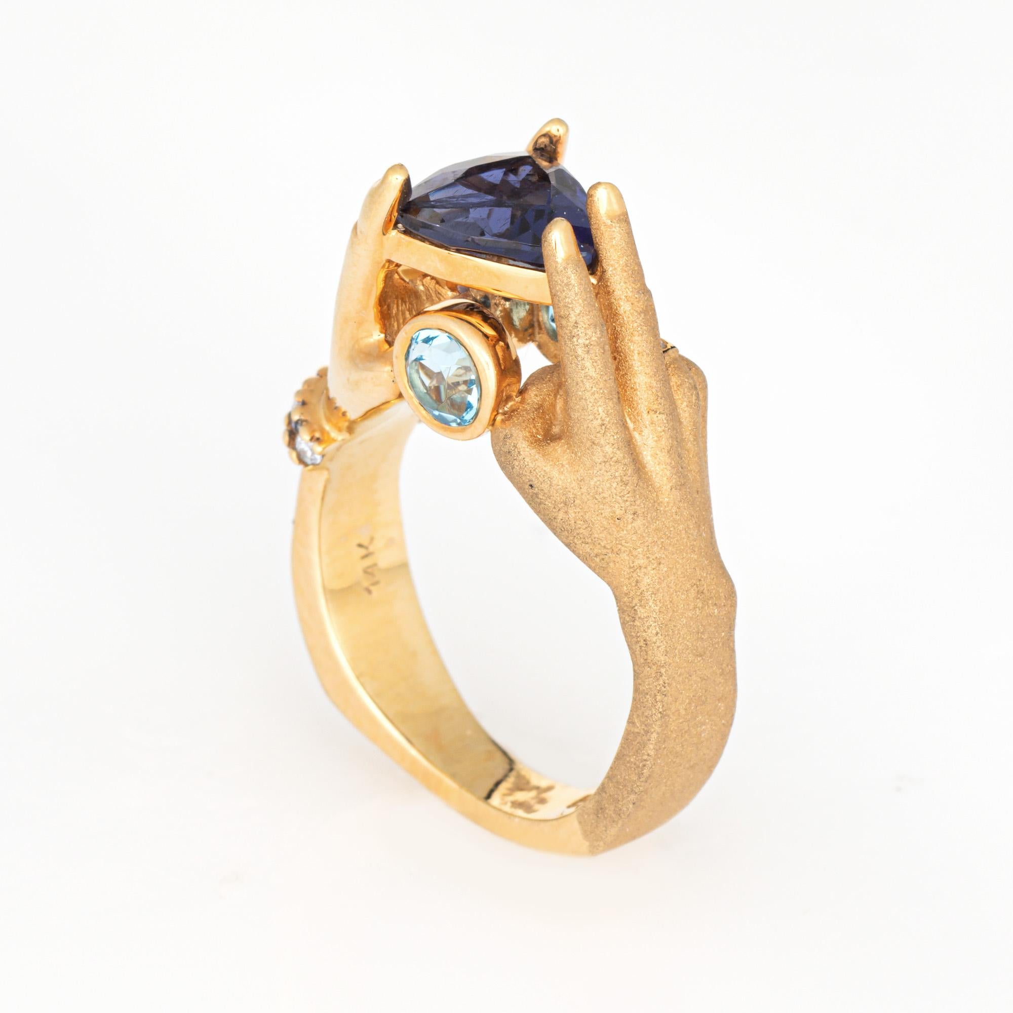 Contemporaneo Anello con tanzanite e topazio Estate Jewelry in oro giallo 14k Sz 6.5 Gioielli mistici e raffinati in vendita