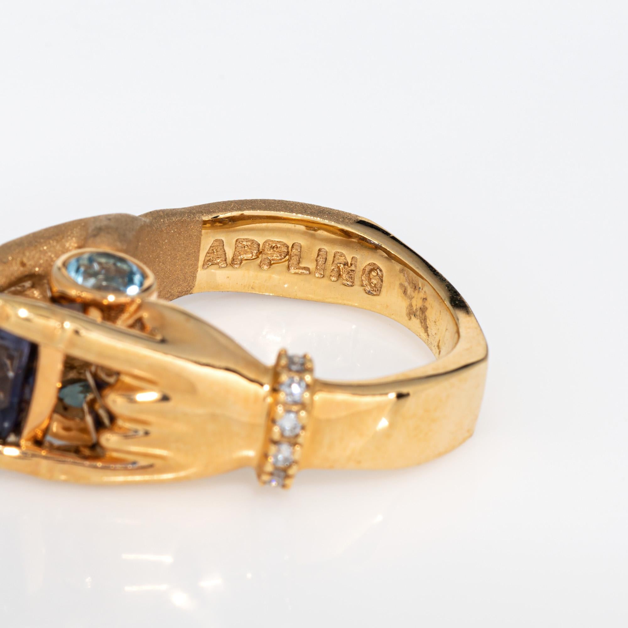 Anello con tanzanite e topazio Estate Jewelry in oro giallo 14k Sz 6.5 Gioielli mistici e raffinati in vendita 2