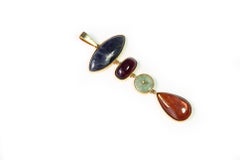 Tanzanite Tourmaline Jade Opal Gold Pendant