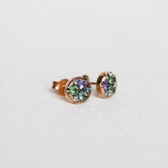Tanzanite Tourmaline Paraiba Tourmaline No Heat sapphire Diamond Stud Earrings