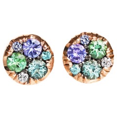 Orecchini con tanzanite, tormalina Paraiba, zaffiro No Heat e diamante