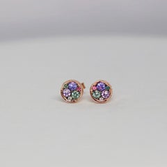Tanzanite +Tourmaline + Sapphire + Alexandrite + Spinel + diamond Stud Earrings