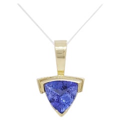 Tansanit Trillion Anhänger aus 14k Gelbgold