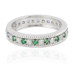 Tanzanite Tsavorite Diamond 18 Karat Gold Eternity Ring