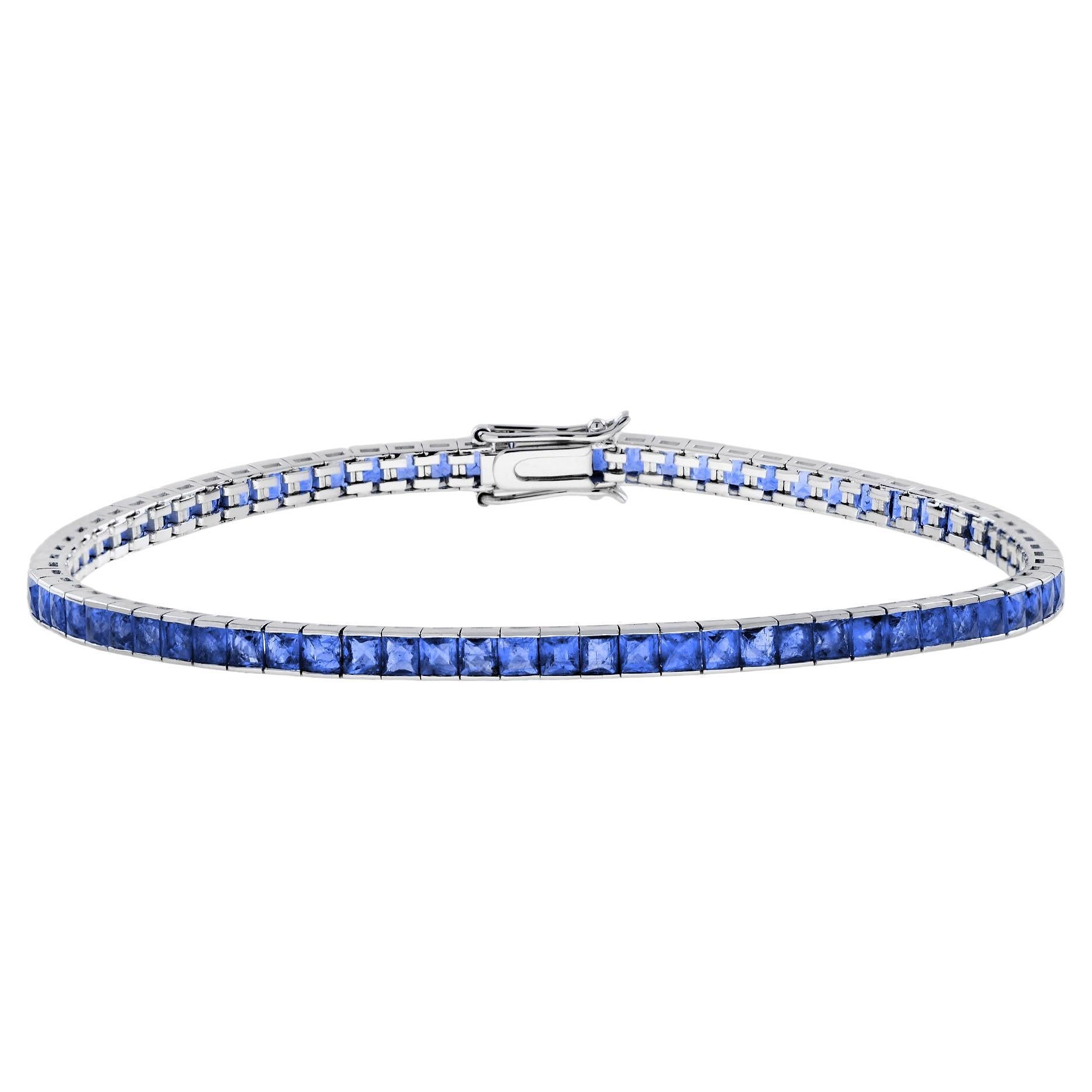 Bracelet tennis vintage en or blanc 18 carats avec tanzanite