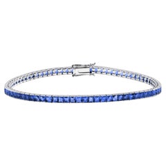 Tanzanite Vintage Style Tennis Bracelet in 18K White Gold