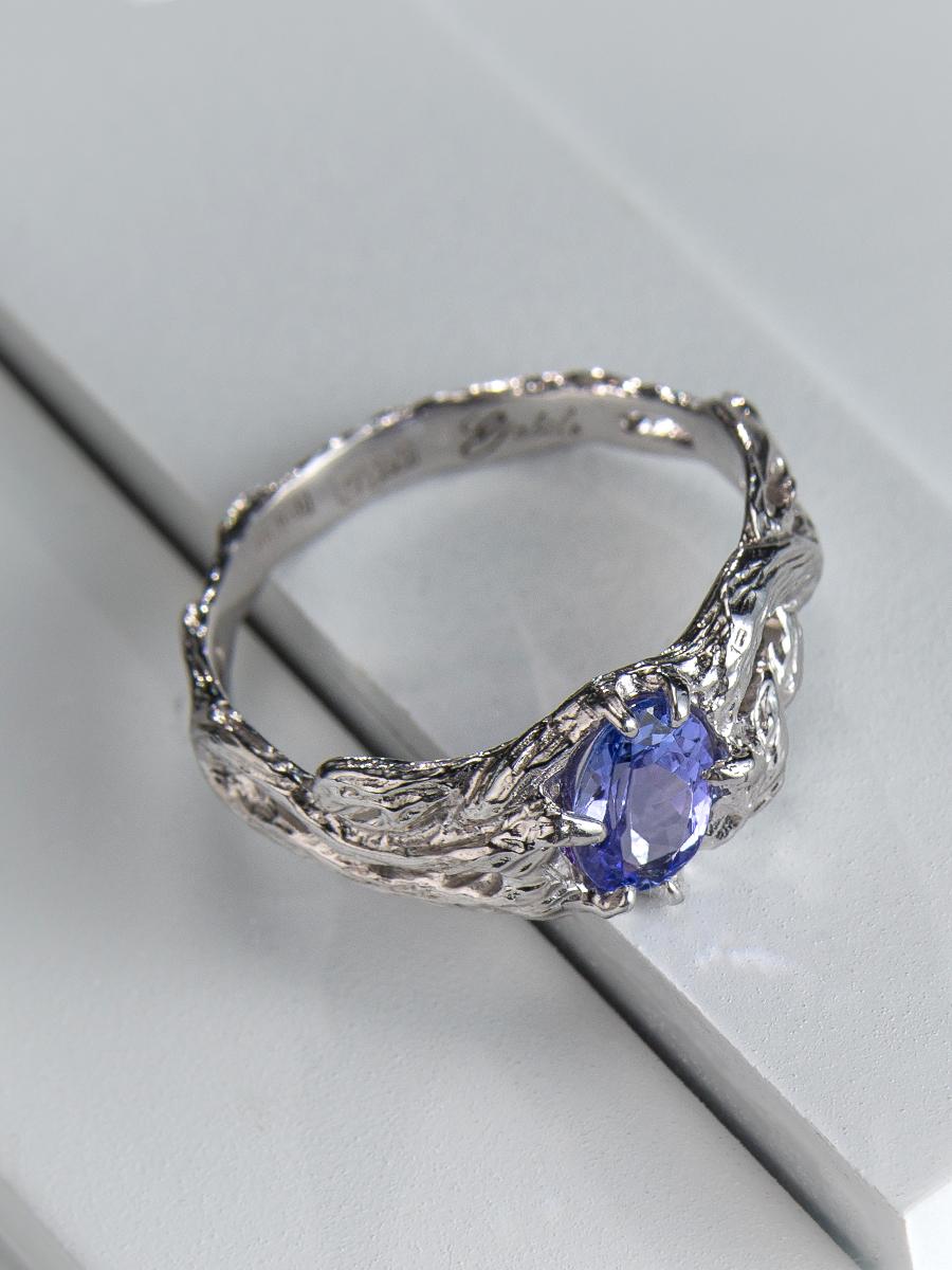 Tanzanite White Gold Ring Classic Oval Cut Tanzanian Gem Report LGBTQ Engagement For Sale 3