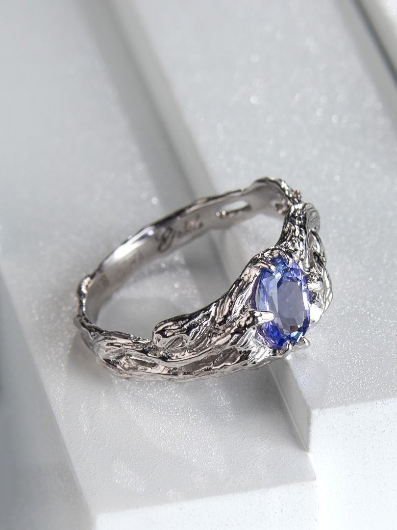 Tanzanite White Gold Ring Classic Oval Cut Tanzanian Gem Report LGBTQ Engagement For Sale 7