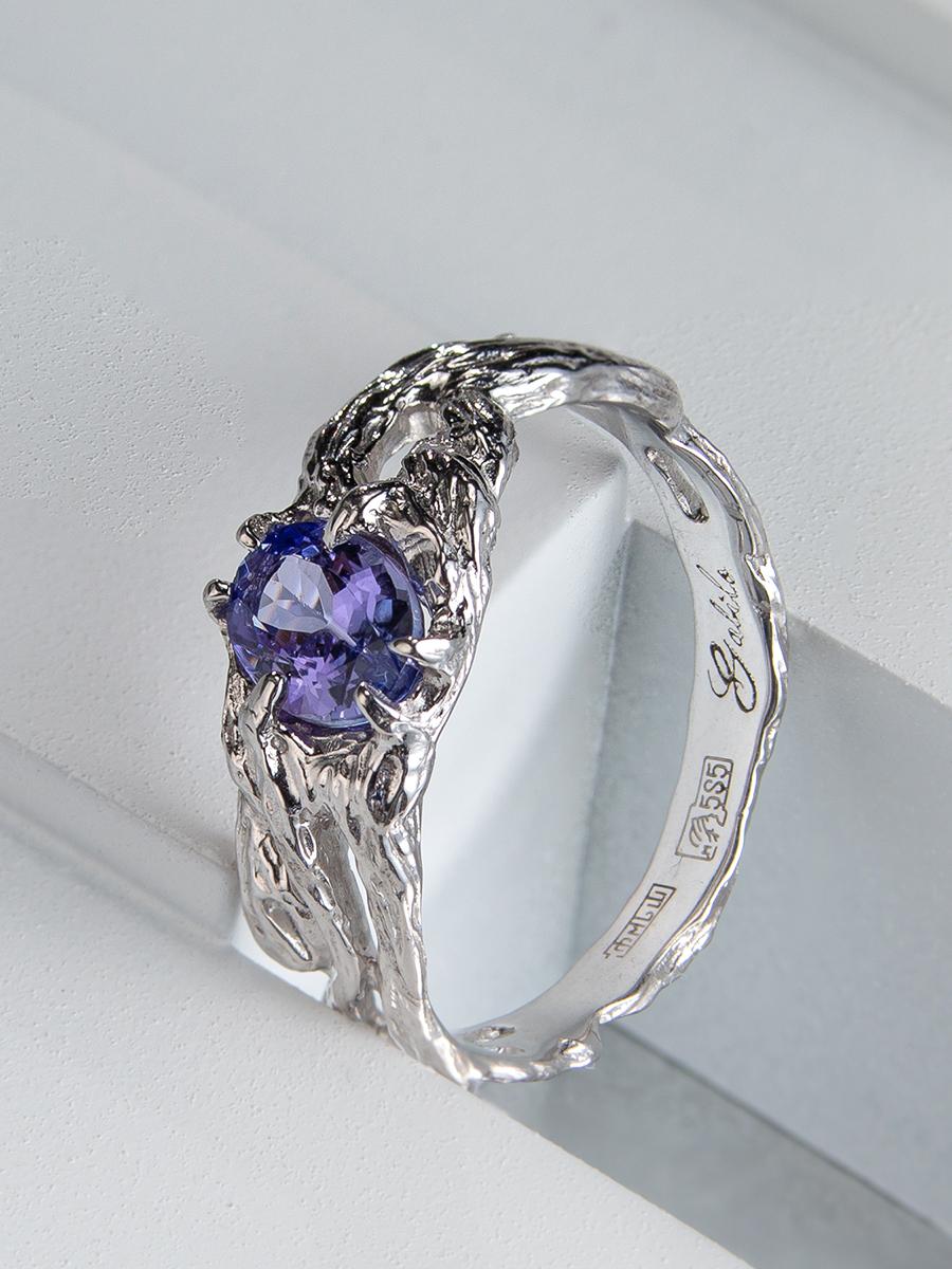 Women's or Men's Tanzanite White Gold Ring Classic Oval Cut Tanzanian Gem Report LGBTQ Engagement For Sale