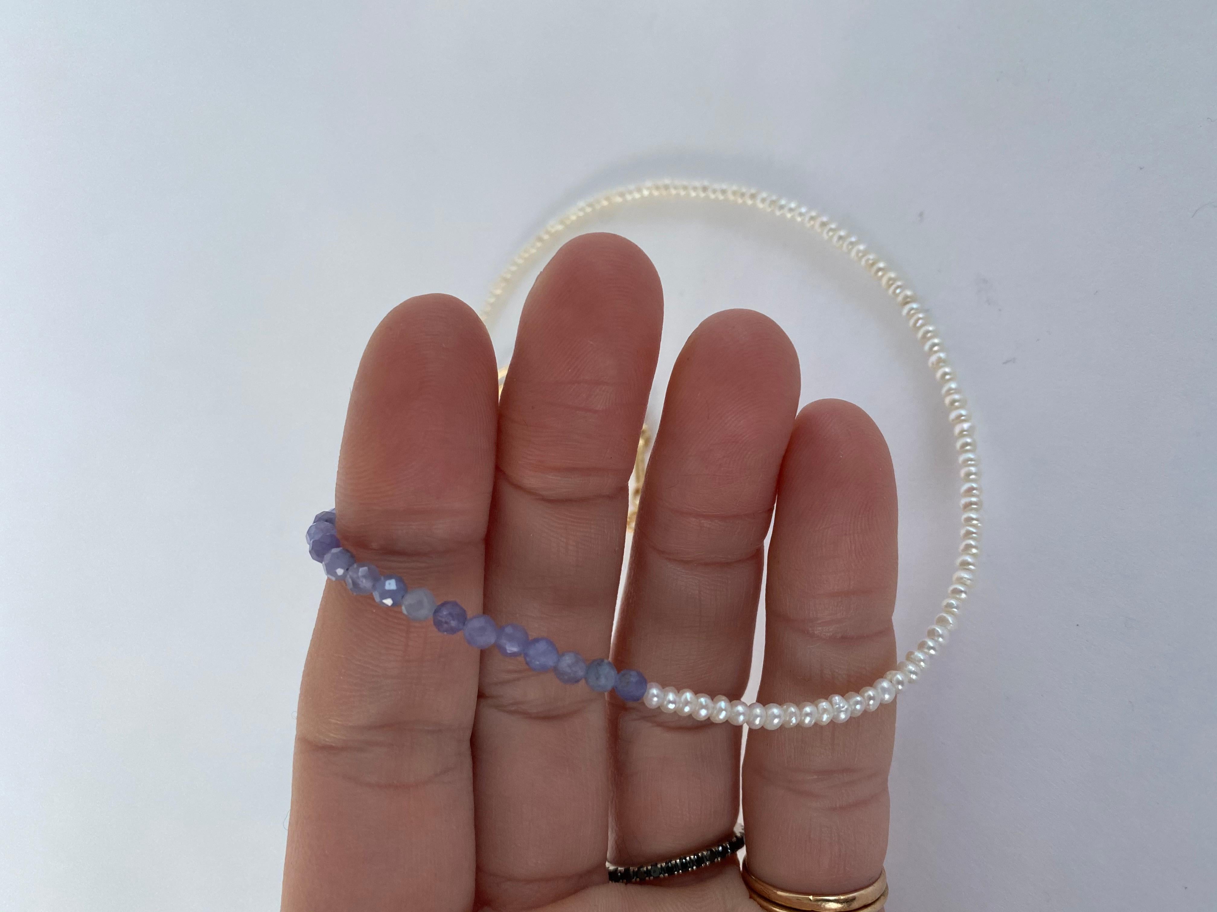 Tanzanite White Pearl Gold Filled Chain Beaded Ankle Bracelet J Dauphin
can also be used as a bracelet as chain is adjustable

